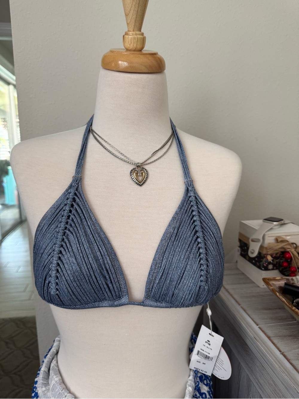 PQ Swim Blue Textured Triangle Bikini Set
Top M Bottoms S - Picture 2 of 5